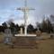 life-size crucifix and cross headstones, Walnut Hill Cemetary, Kingman, KS