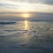 Sun set on the Lake Michigan in the winter