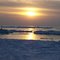 Sun set on the Lake Michigan in St Joseph in the winter