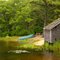 Pond, Boathouse, and Canoes, Brewster, Massachusetts