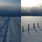 Across snowy fields into the setting sun on the old 400N