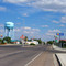 Driving east near tower