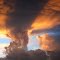 Rain Falling from Clouds at Sunset