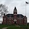 Lac Qui Parle Courthouse in the rain
