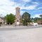Ohkay Owingeh, NM:  View W from Pueblo Center, Our Lady of Lourdes Church, 2010