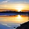Frozen lake sunset