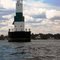 Escanaba Harbor Light with Sand Point Lighthouse in background