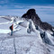 Libby Nieland in front of Goat Rock on the NW side of Mount St. Helens, 1979.