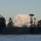 snow covered mt. rainier at ft. lewis wa.