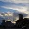 sunset at the Atchison depot, elevator silhouettes, Atchison, KS