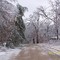 lines on road after ice storm.