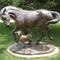 Buddies, life-size bronze of horse and dog by Robin Laws, story of the pair posted close by, Lyons, KS