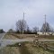 2 small concrete horses