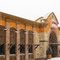 Snowing on the Plazza Azteca Restaurante Mexicano. Norristown, PA, USA.