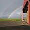 Double rainbow near barn in Fall River