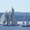 Départ de régate lors des Voiles de St-Tropez 2008 ; en tête,  la goélette Altaïr