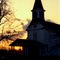 Sunset and Rhode Island church.