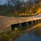 A Night-Lit 1938 Concrete and Granite Swayback Bridge in Alexander Ramsey Park over the Redwood River - Redwood Falls, MN - October 8th, 2011