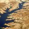 West Gypsum Bay of lake Mead shot  from a plane landing in Las Vegas