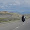 Lonely biker rides along I-70 in Utah