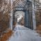 trolley bridge in winter