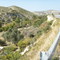 Dangerous bend in the road from Mytilini to Chora. To the left the Kalathi ravine.
