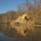 A sideways shot of the fort washington cliffs on the shore of the piscataway