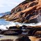 Acadia National Park, Sand Beach - rocks and surf