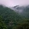 Mist on mountains after thunderstorm