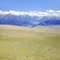 Absarokee Mountains seen from near Fleshman Creek west of Livingston. The Yellowstone River flows through Allenspur Canyon at the center of the photo