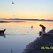 Dos Amigos campground: checking fishing  net  at dawn