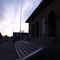 The old library building at sunset