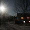 Moonlit house on a cold winters night