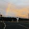 Railway crossing (Highway 49) & rainbow - Tangiwai, North Island, New Zealand.