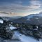 Near summit of Mt Madison, looking south. Lenticular clouds hovering summit of Mt Washington.