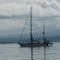 Ketch headed upriver in Cathlamet Bay near Astoria Oregon