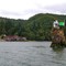 Pillar Rock with the historic Pillar Rock Cannery in the background
