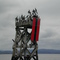 Cormorants nesting on a navigation range marker, Columbia River, Washington