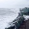 Seawall in storm.