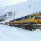 A freight train approaching the tunnel in February
