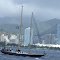 Oahu, HAWAII - Schooner w/Pirate Flag braving the very rough water off Honolulu Harbor