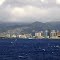 Oahu, HAWAII - View of mountains & residential homes over the Honolulu business district.