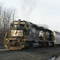 Train running through Cresson and past Cresson train repair shop