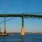 Mount Hope Bridge and Lighthouse at Dusk