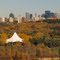 Downtown Edmonton Skyline With Green And Gold in Hawrelak Park From Valleyview Drive in Edmonton Sep '10