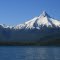 lago rupanco, de fondo el volcan puntiagudo, chile