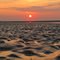 Sunrise Reflection in Sand Dunes and Sea Water after the Low Tide (Hilton Head Island, SC)