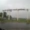 Portal da entrada da cidade de Palmares Paulista em dia de chuva em 25/10/11