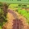 Ferrovia, a partir da Rodovia Abrão Assed, SP, Brasil.