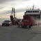 embarcando para cruzar el estrecho de Magallanes en Punta Arenas, Chile
